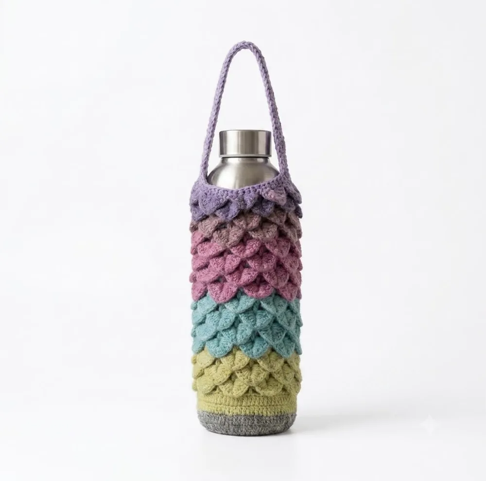 Sling botol crochet warna pelangi